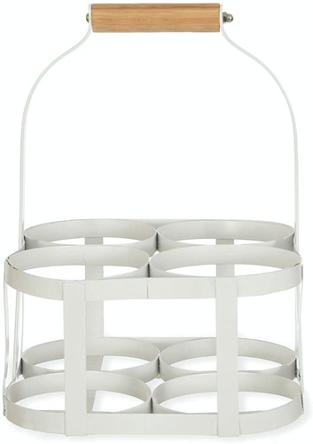 Metal Vintage Milk Bottle Holder 4 Carrier Rack Mango de madera Retro Drinks Caddy - Imagen 3 de 5