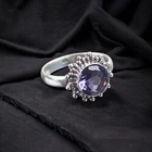 Blue Iolite Gemstone Round 925 Sterling Silver Handmade Jewelry Gift Ring Gift