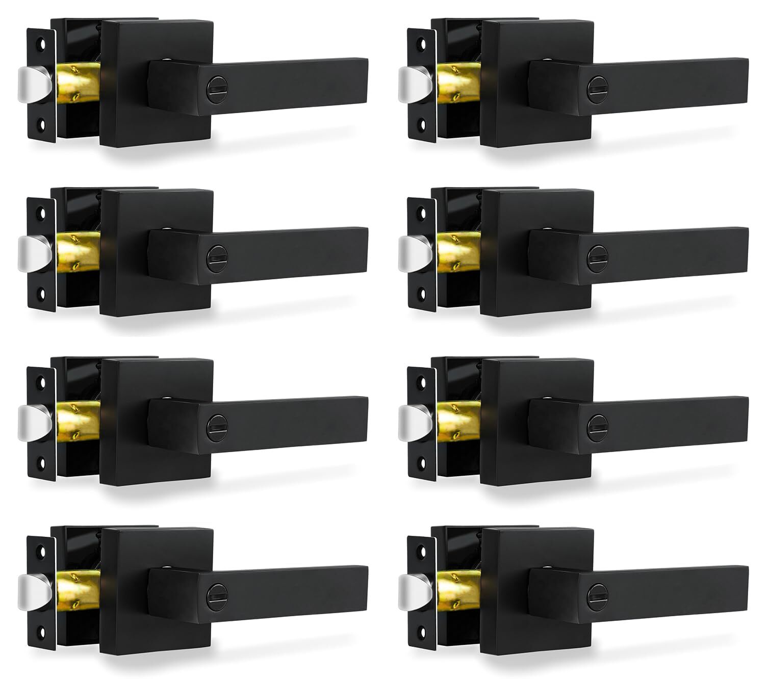 RAZCC PRIVACY DOOR LEVERS RAZCC 8 PACK MATTE BLACK DOOR HANDLES - BLACK-image