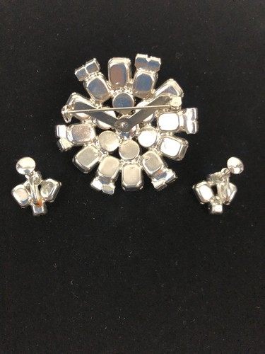 Orecchini Vintage Strass Trasparenti Starburst Spilla Fondello a Vite Argento Fiore Gioielli - Foto 4 di 8