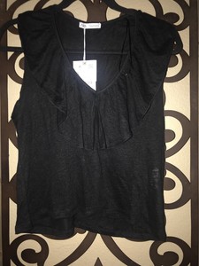 black ruffle sleeveless top