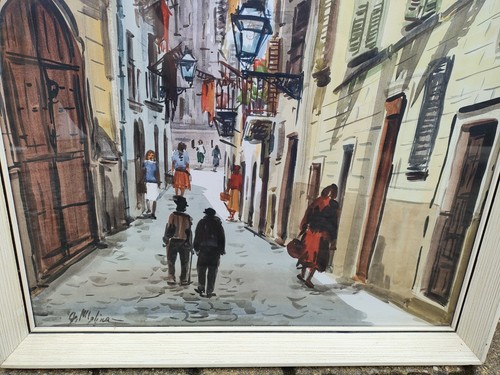 GUILLERMO MOLINA - SPANISH STREET SCENE ORIGINAL WATERCOLOUR PAINTING SIGNED - Picture 5 of 13