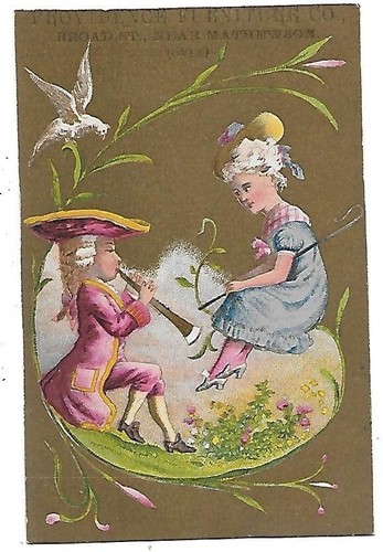 PROVIDENCE FURNITURE COMPANY COLORFUL VICTORIAN TRADE CARD R. I.