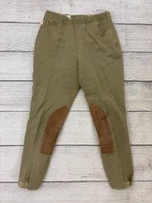 TAILORED SPORTSMAN TROPHY HUNTER Women Sz 30 Khaki Side Zip Knee Patch Breeches