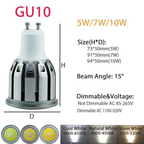7W 9W 12W MR16 GU10 Dimmable LED Spotlight E27 E14 COB Bulb Lights 220V 12V Lamp - Picture 14 of 19
