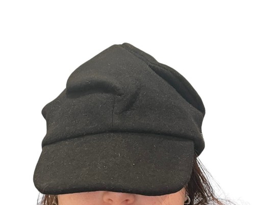 CELINE ROBERT CHAPEAUX DAMEN SCHWARZ WOLLE STRICK ZEITUNGSJUNGE BASEBALL GEFALTETE KAPPE M - Bild 4 von 14