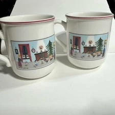 Naif Christmas German Villeroy Boch Porcelain Mugs Cups Set of  2 Luxembourg
