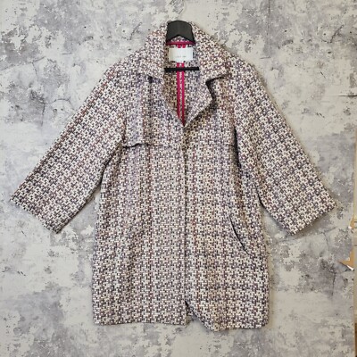 Lost Ink Coat Womens UK 12 Multi Knitted Cotton Pockets Long Sleeve Notch C