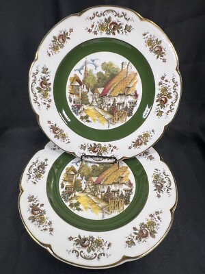 Vtg Set 2 Ascot Service Plates Wood & Sons England Alpine White Ironstone Dinner
