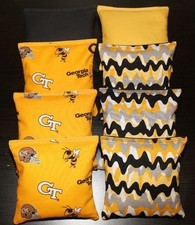 8 CORNHOLE BEANBAGS made w GEORGIA TECH YELLOW JACKETS Fabric ACA Reg Bags