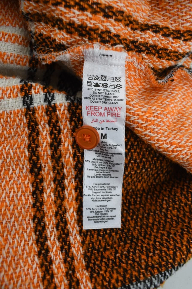 Cazadora borrosa a cuadros gris naranja Boohoo para hombre con botones talla M Foto 4 de 4