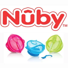 Nuby Easy Go Baby Suction Bowl & Lid Spoon Set Baby Feeding 3 Piece Set BPA-Free