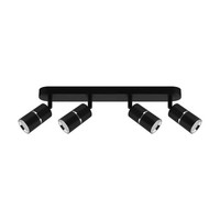 Deckenspot Deckenstrahler Metall 4-Flammig B: 59Cm GU10 Schwenkbar Schwarz Chrom