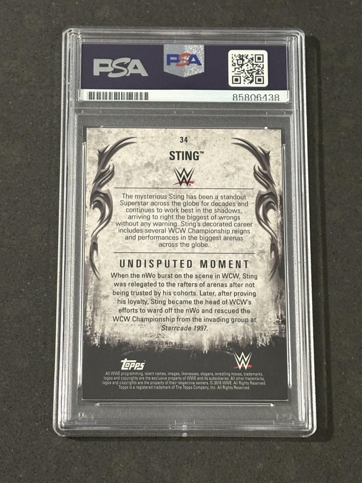 STING 2016 TOPPS WWE UNDISPUTED SIGNED AUTOGRAPHED CARD PSA/DNA CERTIFIED view 2