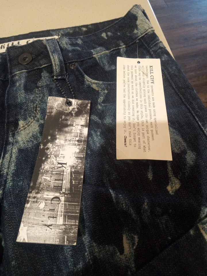 Woman Kill City Jeans Blue White Wash Straight Leg Size 25 Foto 3 de 4