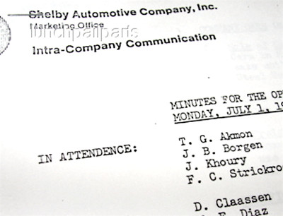 COOL Shelby Planning Memos COMPLETE 1969 GT350 500 428SCJ Super Cobra Jet (COPY)