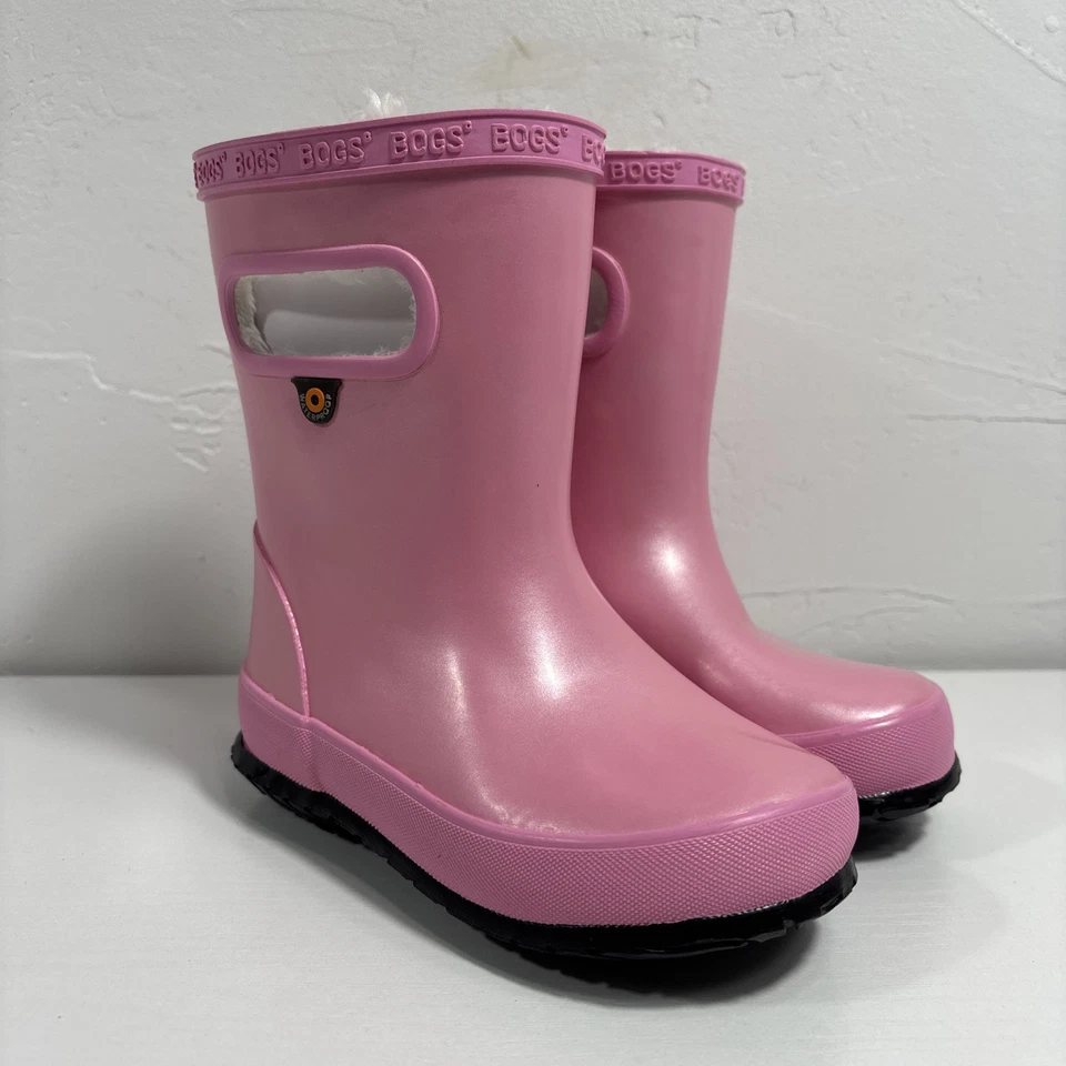 BOGS Rainboot Peluche Niños Niñas Talla 9 2 Asas Rosa Impermeable Bota de Goma Foto 2 de 4