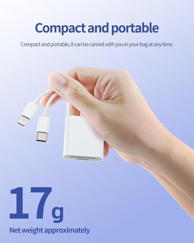 USB C Lightning to SD Micro SD Card Reader Adapter for iPhone 16 15 14 Pro Max - Picture 6 of 6