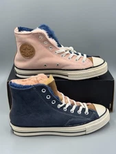 CONVERSE Tri Panel x Chuck 70 Hi 'Navy Shearling' 166319C US Men 8 Women 10 NEW
