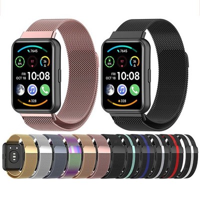 Stainless Steel Metal Magnetic Suction Loop Wristband For HUAWEI Watch Fit 2
