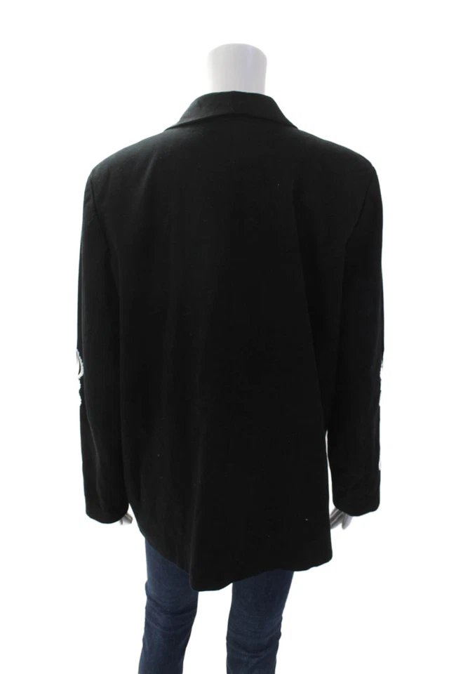 Blusa floral de manga larga de algodón negra talla L Bob Mackie para mujer Foto 4 de 4