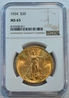 1924   MS65 !!!!  $20 St. Gaudens Gold  Double Eagle NGC graded!!!!