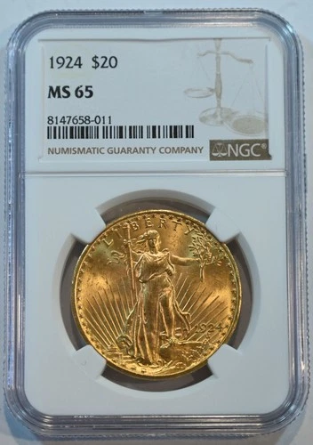 1924   MS65 !!!!  $20 St. Gaudens Gold  Double Eagle NGC graded!!!!