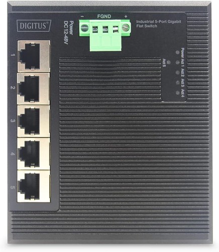 DIGITUS Flat Network Switch - 5-port gigabit Ethernet - DIN rail mounting - term - 第 4/6 張圖片
