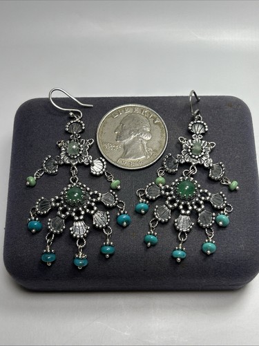 Pendientes araña de plata esterlina Becky Kelso de diseñador turquesa y piedras preciosas - Imagen 8 de 11