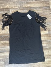 Forever 21 Women’s Black Fringe Sleeve Mini Dress L NWT Party Cocktail