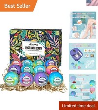 Organic Foot Bath Bombs Gift Set, 12 Essential Oil Rich Foot Soak for Mom and...