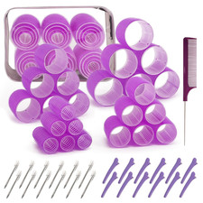 4 Sizes Hair Rollers for Women Set - 50 Pcs Hair Curler Rollers with Clips, Self