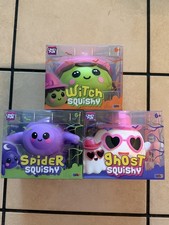 RMS Crazy Fun Halloween Spider Witch Ghost Squishy Squeeze Toys Bundle of 3