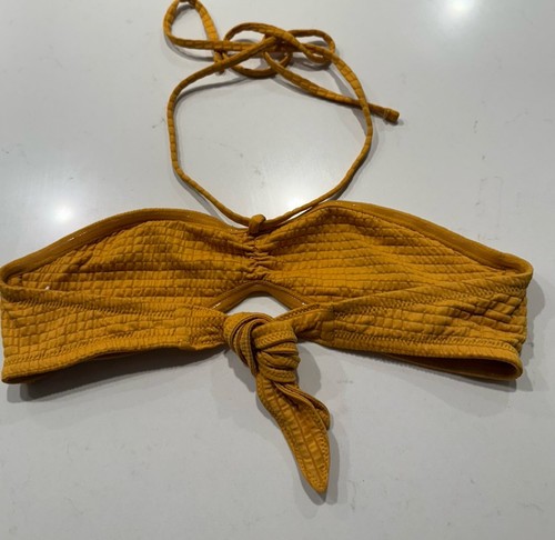 Tropic Of C Bikini Oberteil Gr. XS Senf Savanne Bandeau Schwimmen Struktur Hell Boho - Bild 2 von 6