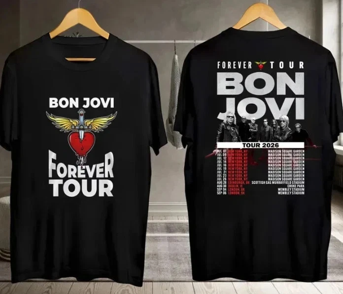 T-shirt Bon Jovi 2018 – Noir Coton Taille XL – Collector Rock