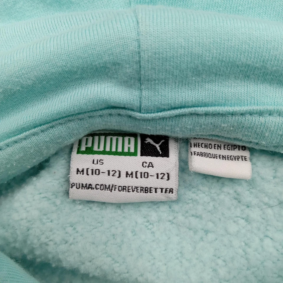 Sudadera Puma Juvenil Mediana 10-12 Verde Azulado Sudadera con Capucha Polar Logo Pullover Niños Suéter Foto 3 de 4