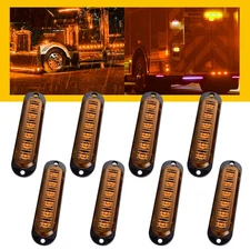 8X Amber 6LED Side Marker Clearance Light Lamp Truck Trailer Turn Signal Light