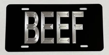 🔥REFLECTIVE🔥 Diamond Etched Engraved BEEF Car Tag Front Vanity License Plate
