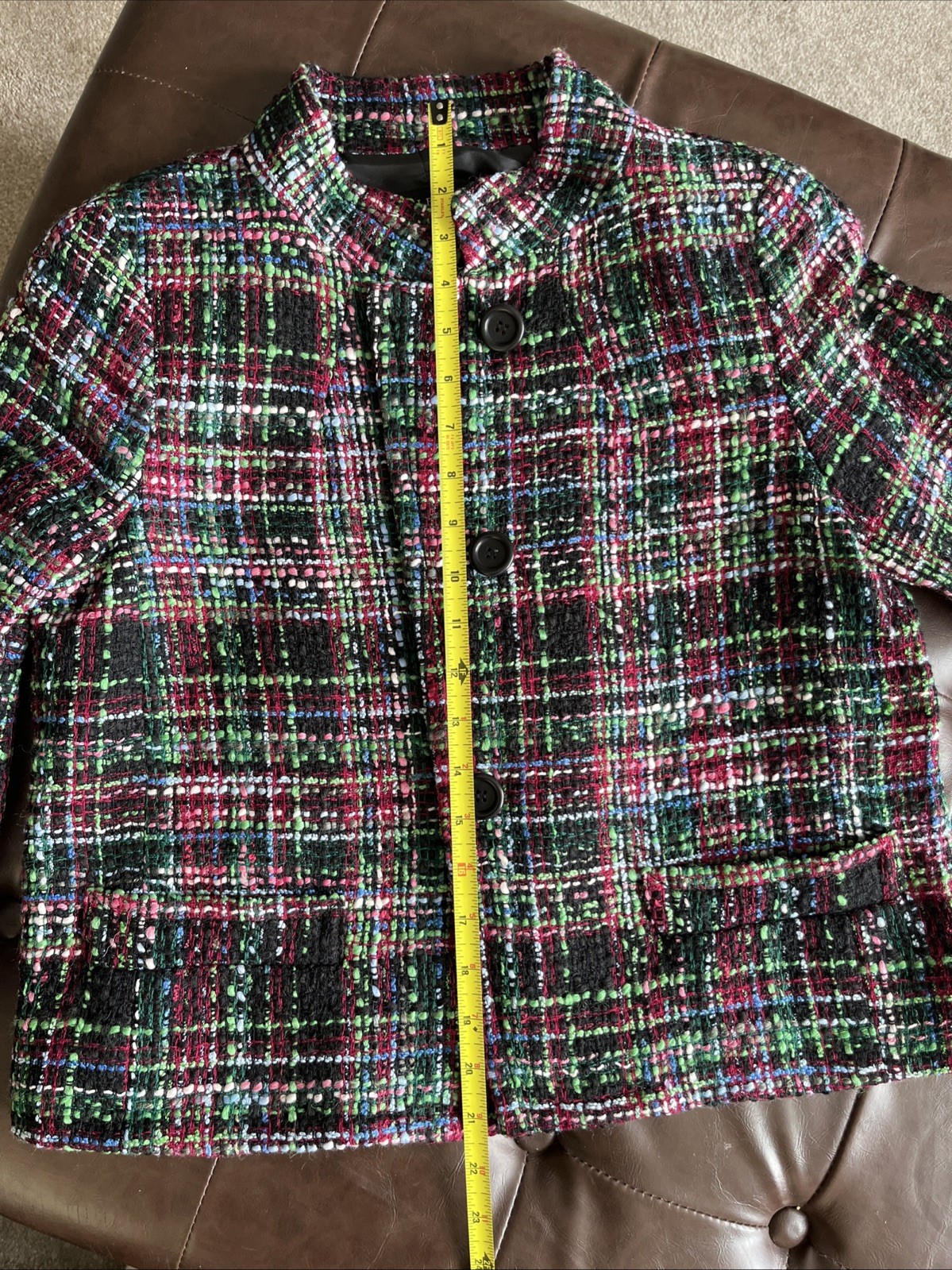 TALBOTS Blazer Jacket black/multicolor plaid twee… - image 9