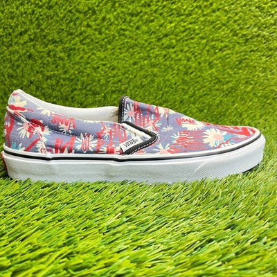 Vans Classic Slip-On Floral Mens Size 8 Red Blue Athletic Skate Shoes Sneakers