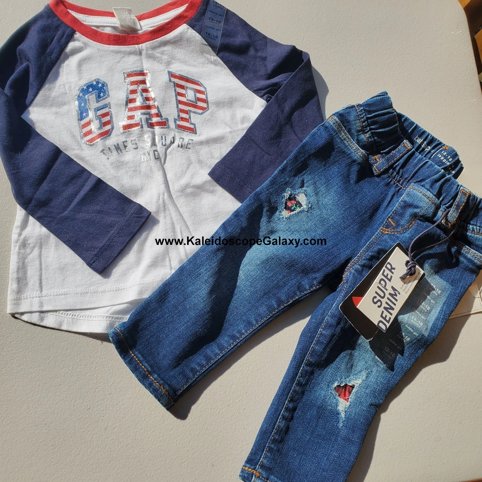Baby GAP GIRLS 12-18 Months Jeans & Long Sleeve Top NEW $67 Retail USA