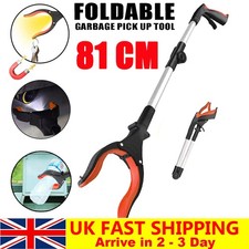 LED Folding 81cm Long Handled Reacher Litter Picker Rubbish Grabber Removal Sell