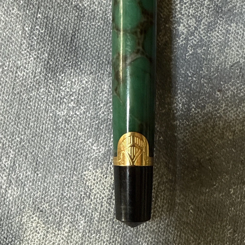 Pluma Waterman Phileas BP mármol verde mármol con adornos dorados usada Foto 3 de 4