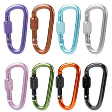 Aluminum Carabiner Clip, Locking Keychain 2.2", 8PACK-Locking Clips