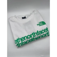The North Face Mens XXL White Relaxed Fit Crew Neck Sweatshirt Green Logo