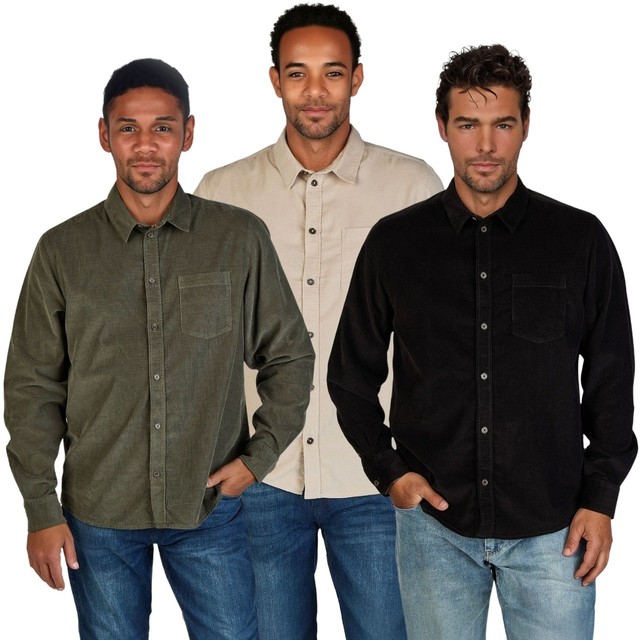 riverso Cordhemd Herren Langarm Regular Fit RIVMorten Hemd Freizeithemd