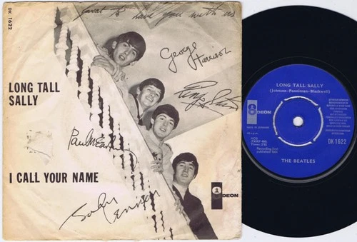 THE BEATLES Long Tall Sally Danish 45PS 1964 Blue Odeon Old Logo 7”