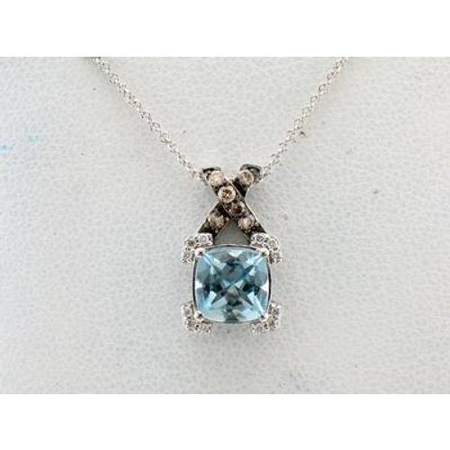 Le Vian Necklace Aquamarine Pendant in 14K White Gold 1 3/8 cts