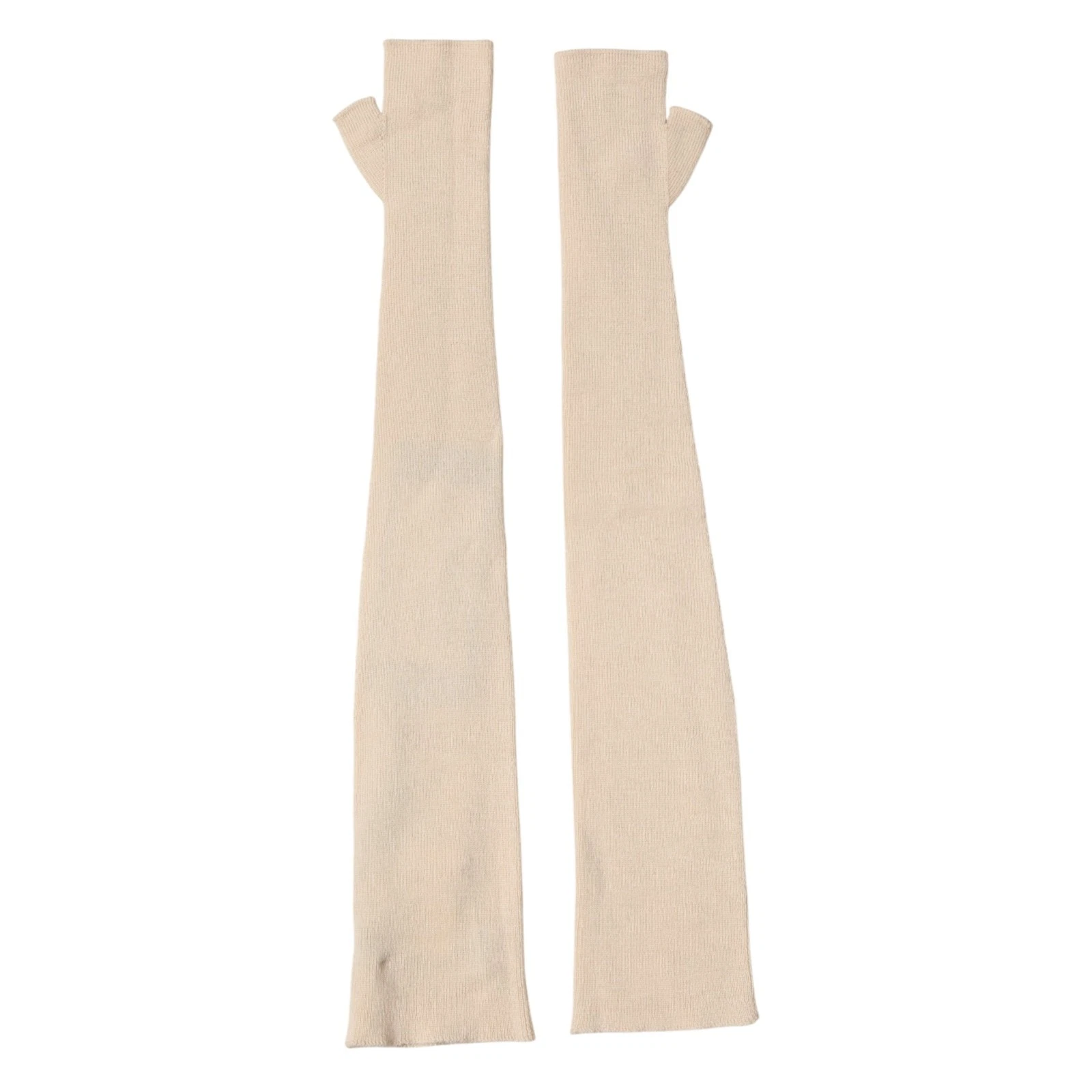 DOLCE & GABBANA Gloves Beige Wool Fingerless Elbow Length Women One SIze 450usd