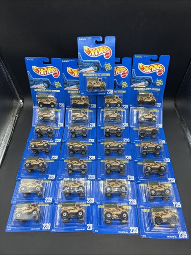 Huge Lot x29 1992 Hot Wheels BLUE CARD #239 CAMO MERCEDES BENZ UNIMO variation